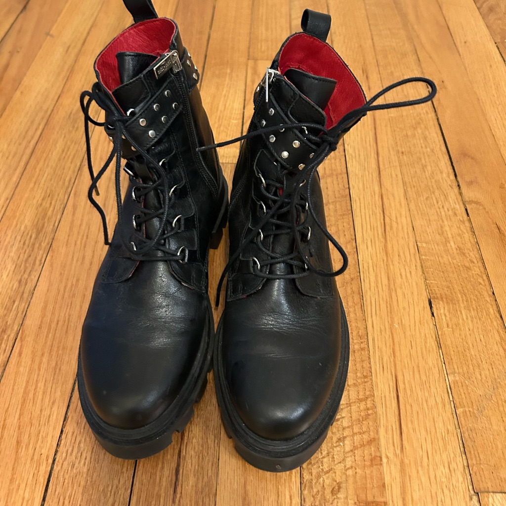 Saint And Sophia Studded Black Combat Boots
